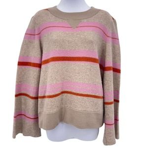 Maeve Anthropologie Penelope Lambswool Striped Sweater Bell Sleeve Womens L